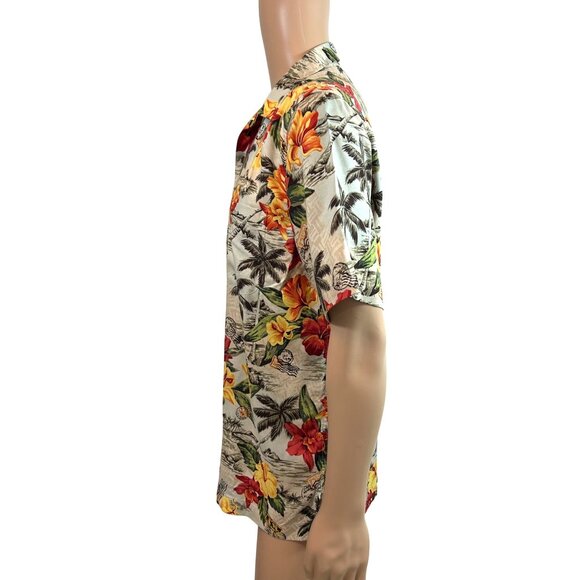 Lands’ End Men’s Vtg Hawaiian Shirt M Short Sleeve Collared Button Up Tropical - Picture 2 of 16